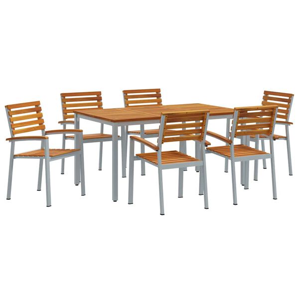vidaXL Garden Dining Set 7 pcs Gray and brown 59.1" x 35.4" x 29.5