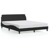 vidaXL Bed Frame Black Faux leather, metal, pine wood, plywood Queen