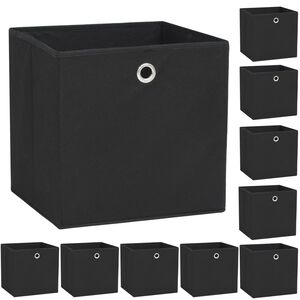 vidaXL Storage Box Set of 10 Black Non-woven fabric, Polypropylene