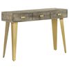 vidaXL Console Table Grey and Brass Solid Mango Wood and Steel Medium