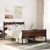 vidaXL Bed Frame Brown Oak Steel, Engineered Wood Small Double Bed Frame