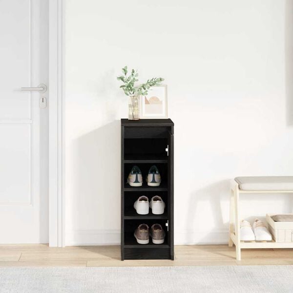 vidaXL Shoe Cabinet Black Oak Engineered wood Medium Shoe Cabinet
