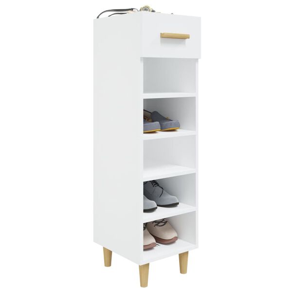 vidaXL Shoe Cabinet High gloss white Engineered wood Slim, Tall