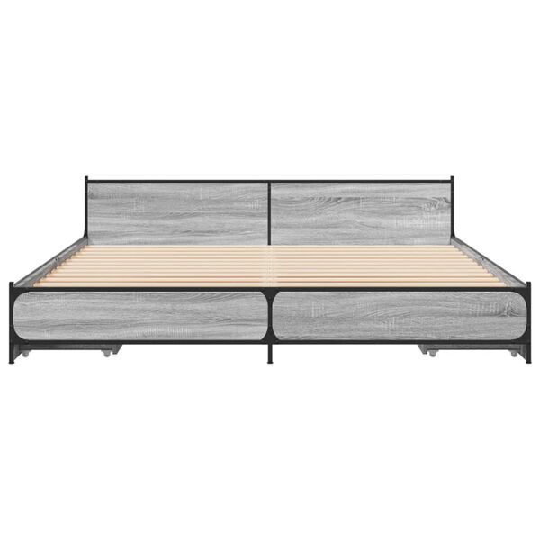 vidaXL Bed Frame Gray Sonoma Engineered wood, steel Double Bed Bed Frame