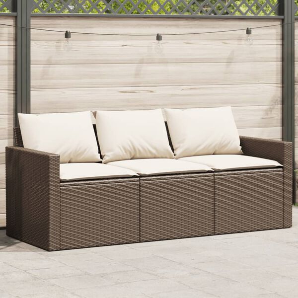 vidaXL Garden Sofa Brown, Cream White