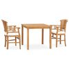 vidaXL Patio Dining Set Set of 2 Teak Solid Teak Wood Medium Durable