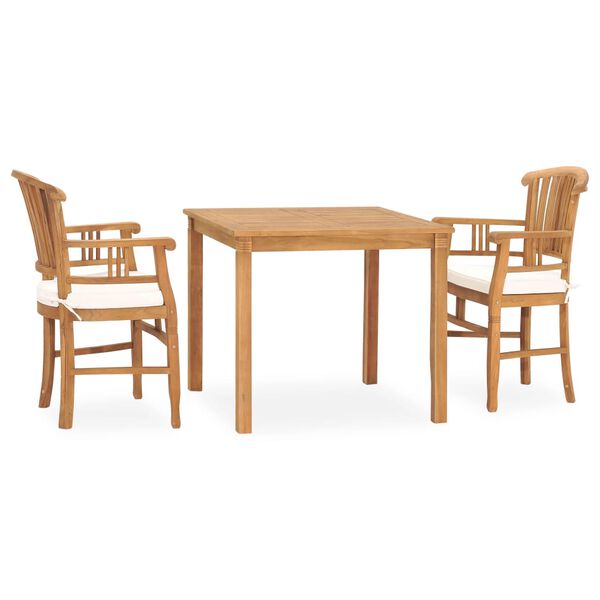 vidaXL Patio Dining Set Set of 2 Teak Solid Teak Wood Medium Durable