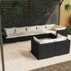 vidaXL Garden Lounge Set Black Poly Rattan, Powder-Coated Steel, Polyester
