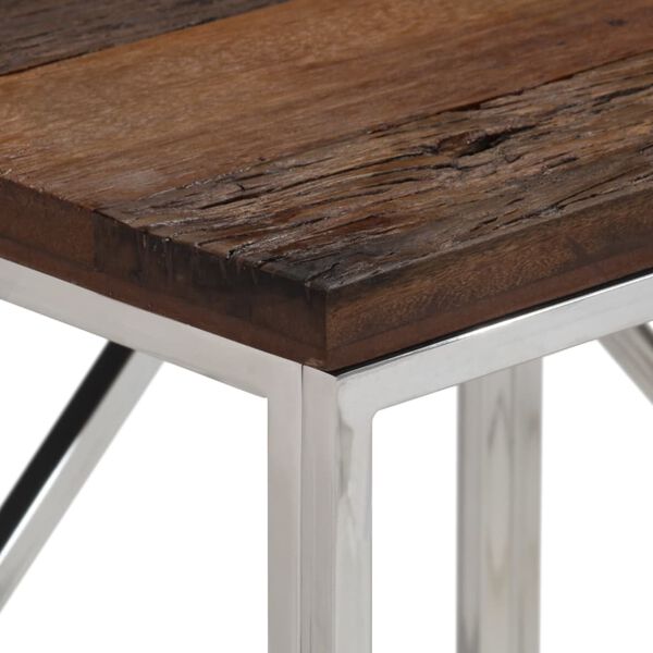 vidaXL Console Table Silver Stainless Steel and Solid Reclaimed Wood