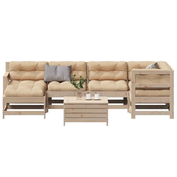 vidaXL 7 Piece Patio Lounge Set with Cushions Solid Wood Pine