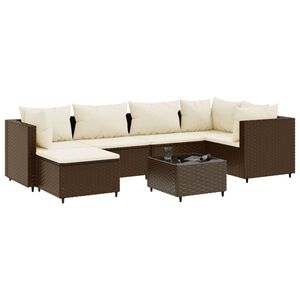 vidaXL Patio Lounge Set Brown PE Rattan 7 Piece Set