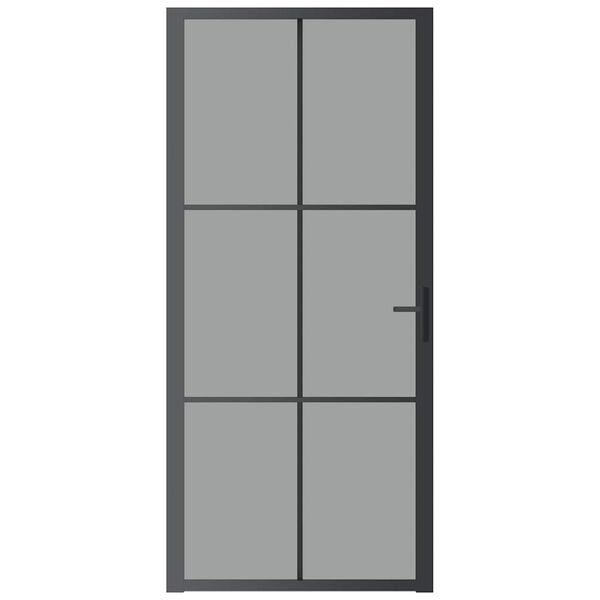vidaXL Interior Door 36.6"x79.3" Black ESG Glass and Aluminum