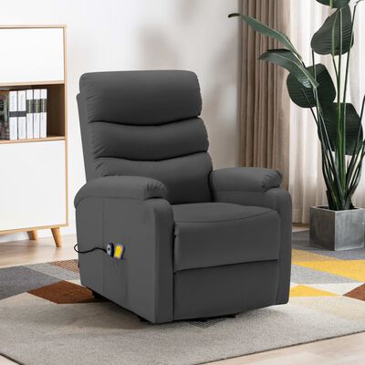 vidaXL Stand-up Massage Recliner Anthracite Faux Leather