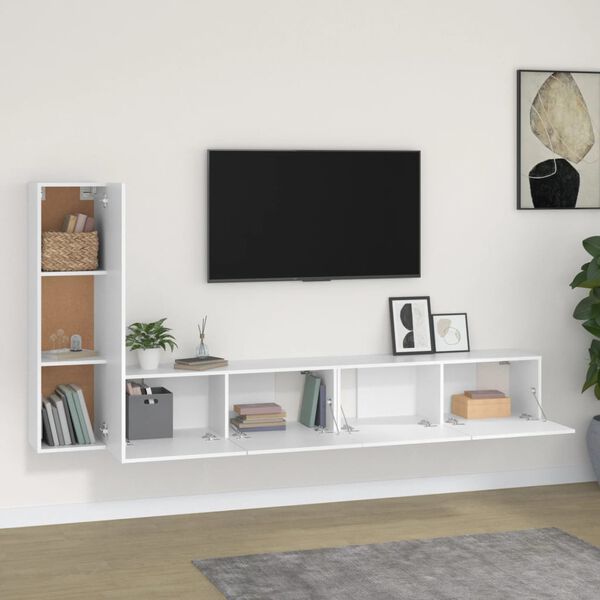 vidaXL TV Cabinet Set Set of 3 White Engineered wood Standard