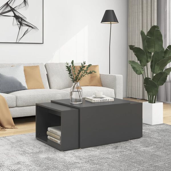 vidaXL Nesting Coffee Table Set Gray Engineered Wood Adjustable