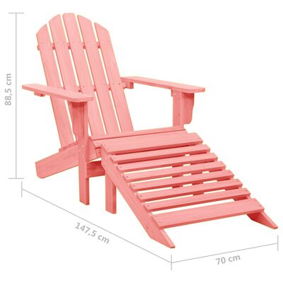 vidaXL Patio Adirondack Chair with Ottoman Solid Fir Wood Pink