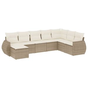 vidaXL Patio Sofa Set Beige PE rattan Large Modular Patio Sofa Set
