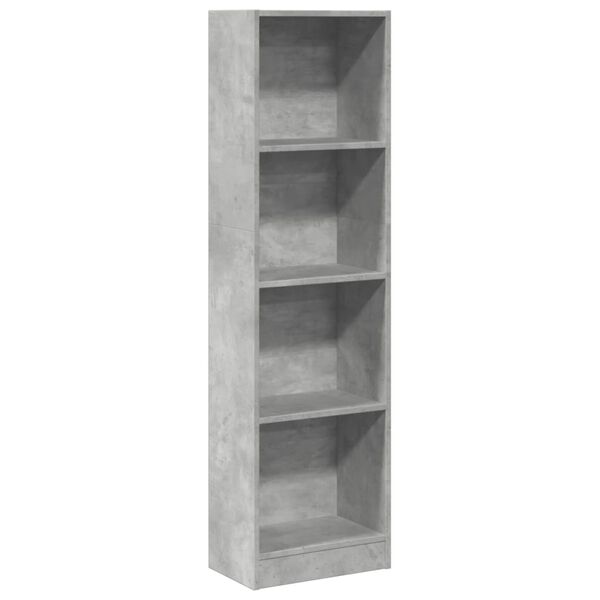 vidaXL Bookcase Concrete Gray Engineered Wood Tall Storage Bookcase