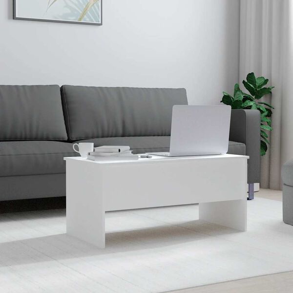 vidaXL Coffee Table White Engineered Wood Medium Height-Adjustable