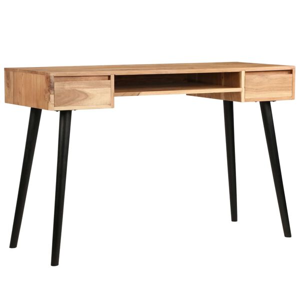 vidaXL Writing Table Natural wood with black legs Solid acacia wood Medium