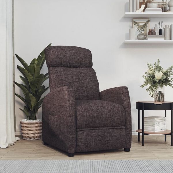 vidaXL Recliner Chair Dark Brown Fabric