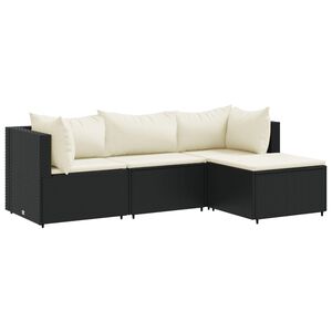 vidaXL Patio Lounge Set Set of 4 Black and cream