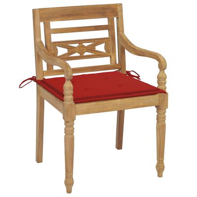 vidaXL Batavia Chairs with Cushions 6 pcs Solid Teak Wood