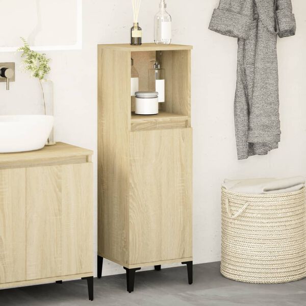 vidaXL Bathroom Cabinet Sonoma Oak Engineered Wood Bathroom Cabinet