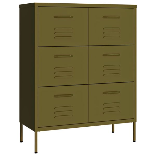 vidaXL Drawer Cabinet Olive Green Steel 31.5 in x 13.8 in x 40.0 in