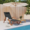 vidaXL Sun Lounger Grey Textilene, Solid Poplar Wood Medium Sun Lounger