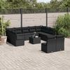 vidaXL Garden Sofa Set Black PE rattan, tempered glass, powder-coated steel
