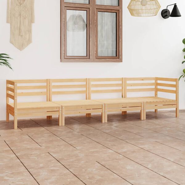 vidaXL Garden Lounge Set Natural Pine Solid pinewood Medium Modular