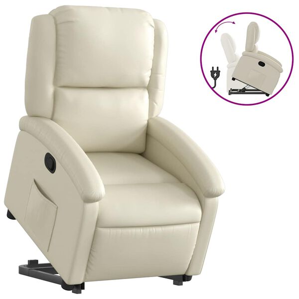 vidaXL Stand up Recliner Chair Cream Faux Leather