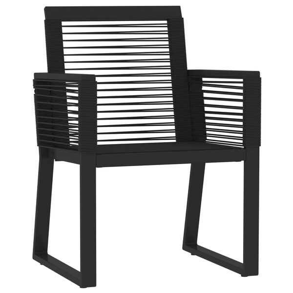 vidaXL Dining Set Black Powder-coated steel, glass, PVC rattan