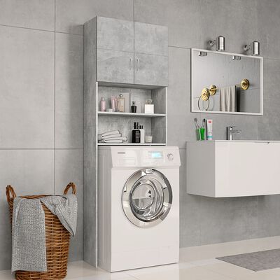 vidaXL Washing Machine Cabinet Concrete Gray 25.2"x10"x74.8" Engineered Wood