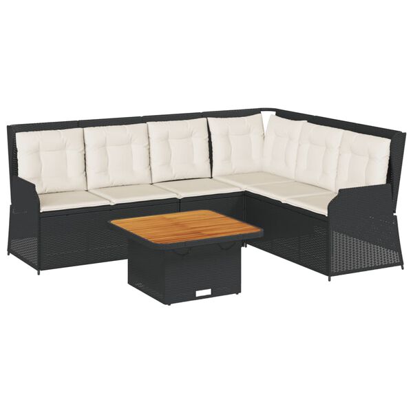 vidaXL Patio Lounge Set Black, Brown, Cream White