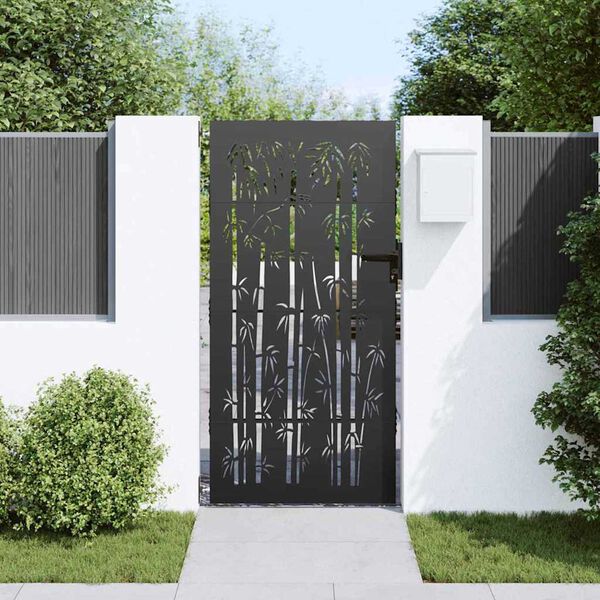 vidaXL Garden Gate 33.5x68.9" Corten Steel Bamboo Design