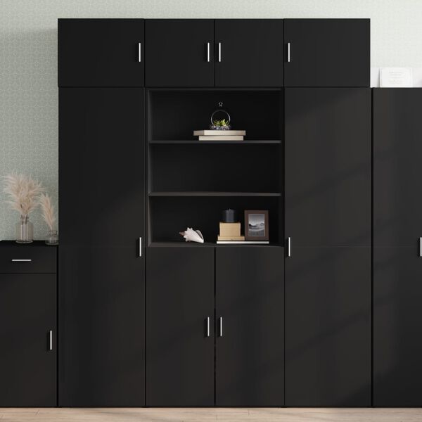 vidaXL Storage Cabinet Black Engineered Wood Tall Storage Cabinet