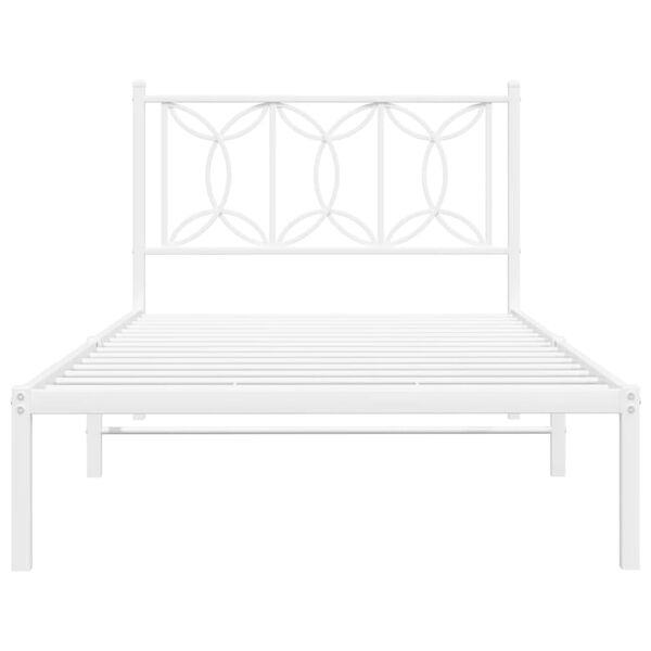 vidaXL Bed Frame White Steel 42.1 x 79.9 in Bed Frame Rectangular