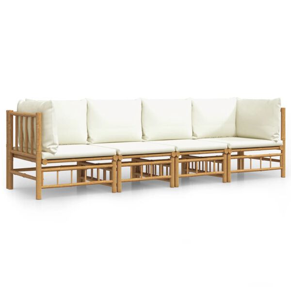 vidaXL Garden Lounge Set Cream White Bamboo Medium Modular