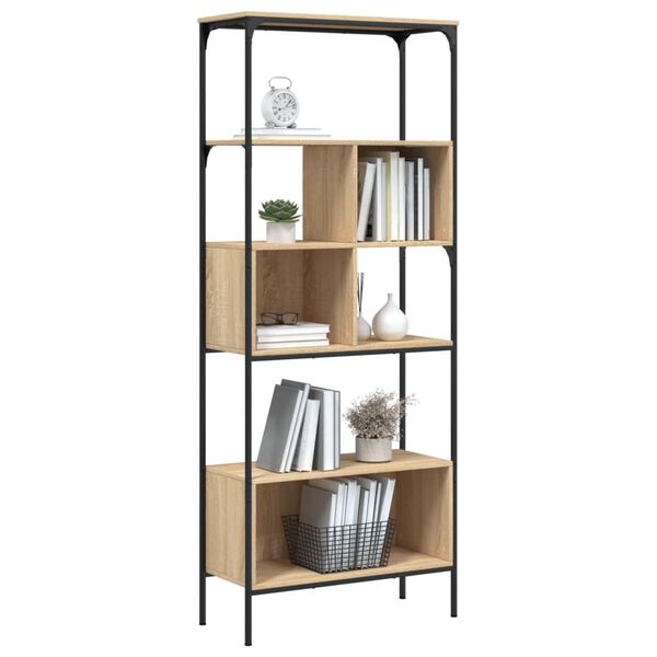 vidaXL Bookcase Sonoma oak Engineered wood, Metal Large Adjustable Feet