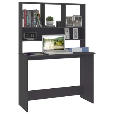 vidaXL Desk with Shelves Gray 43.3"x17.7"x61.8" Engineered Wood