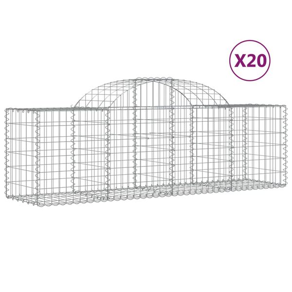 vidaXL Gabion Basket Set of 20 Silver Galvanized Iron Large Durable