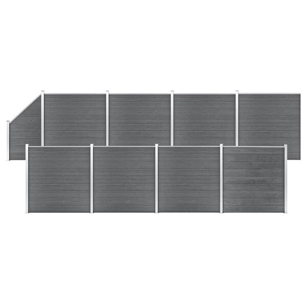 vidaXL WPC Fence Set 8 Square + 1 Slanted 584.3"x73.2" Gray