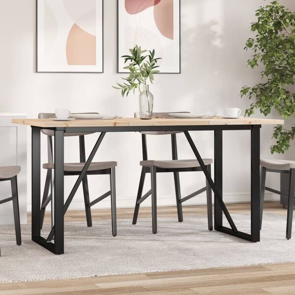vidaXL Dining Table Natural wood and black steel