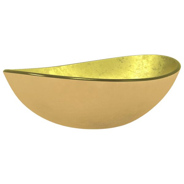 vidaXL Basin Tempered Glass 21.5x13.8x6.1" Gold