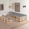 vidaXL Garden Lounge Set Natural wood, Grey cushions