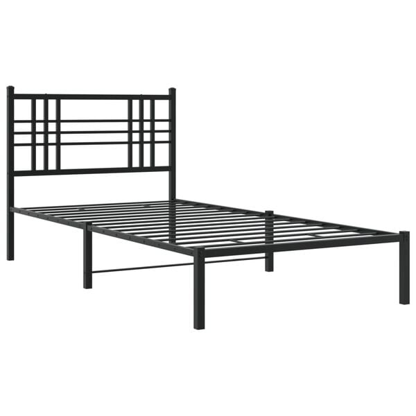vidaXL Bed Frame Black Powder-Coated Steel Twin Bed Frame Rectangular