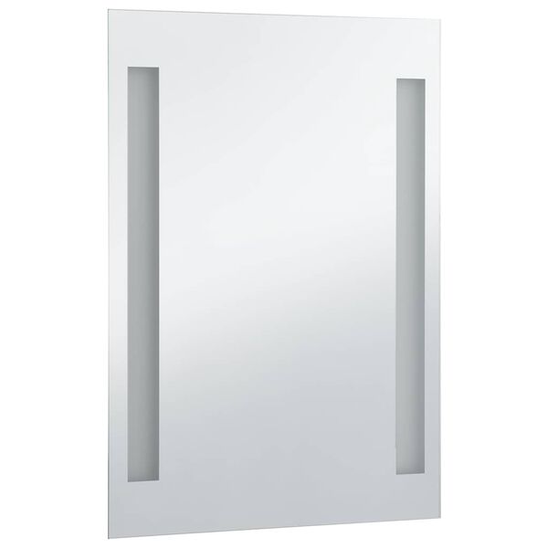 vidaXL Bathroom Mirror Silver Glass, Aluminum 23.6 x 39.4 in Lights