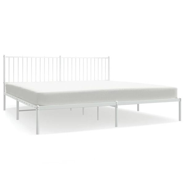 vidaXL Bed Frame White Powder-Coated Steel 76x80 in Bed Frame